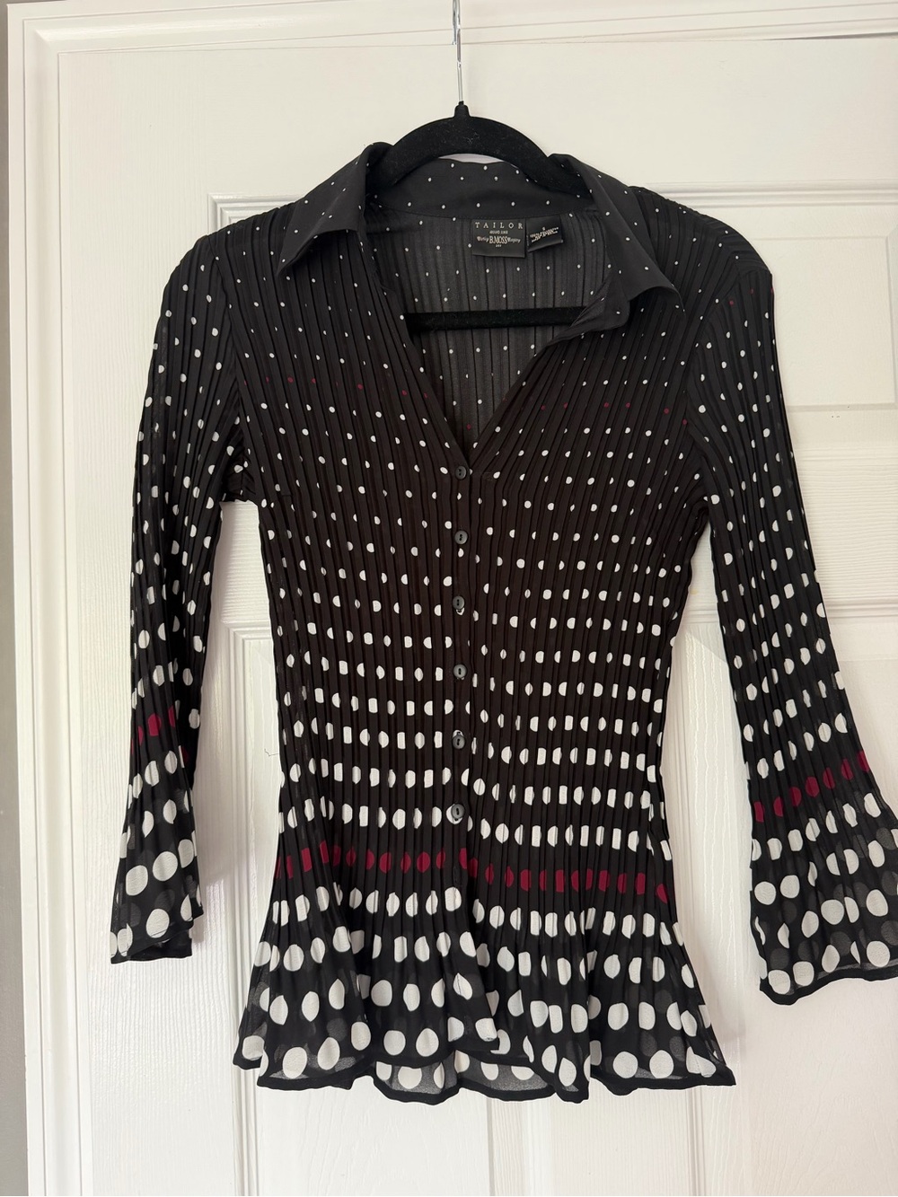 SOLD - DO NOT PURCHASE! Tailor by B.Moss Polka Dot Pleated Button-Up Top